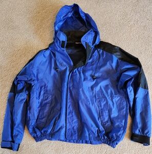 Vintage Marlboro Unlimited Men's Blue & Black Hooded Windbreaker - Size XL